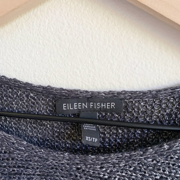 Eileen Fisher Metallic Silver Knit Sweater Linen - Picture 7 of 8